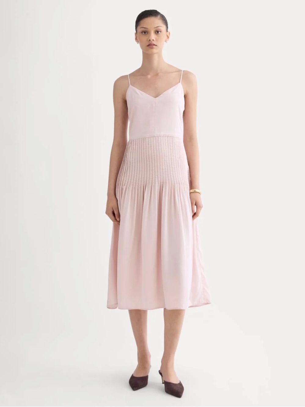 EVERLANE THE PLEATED SLIP DRESS IN BUTTERLITE